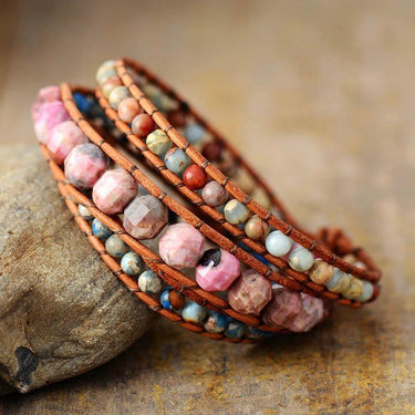 Tranquility Pink Rhodonite Wrap Bracelet-Your Soul Place